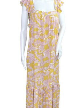 Yellow floral ruffled midi dress - Knox Rose